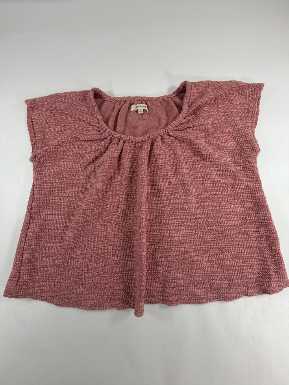Madewell Dusty Rose Textured Flutter Sleeve Top Cottagecore Boho Womens XS